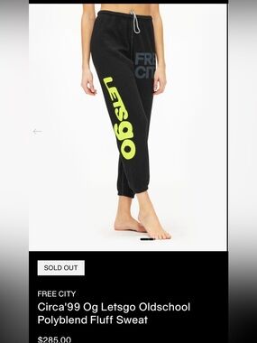 FREECITY Circa '99 OG LetsGo Oldschool Sweatpants - Blackspace size 1/small